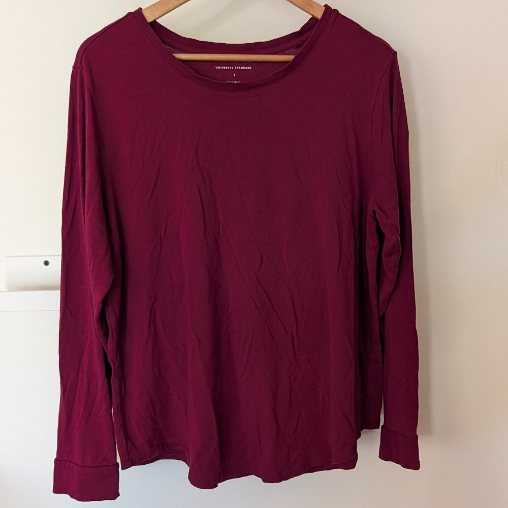 Universal Standard Long Sleeve Tee Rex Womens S 14-16 Cranberry Red Burgundy